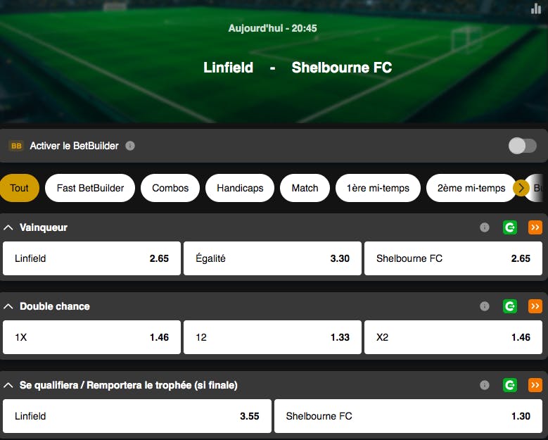 Qualifications Ligue des Champions | Linfield - Shelbourne | Golden Vegas Sport