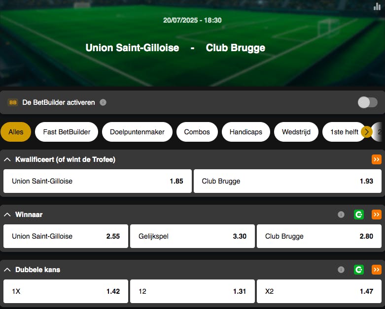 Belgische Supercup | Union Saint-Gilloise - Club Brugge | Golden Vegas Sport