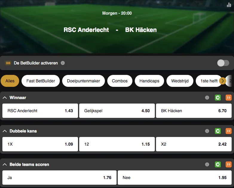 Voorronde Europa League | Anderlecht - Häcken | Golden Vegas Sport