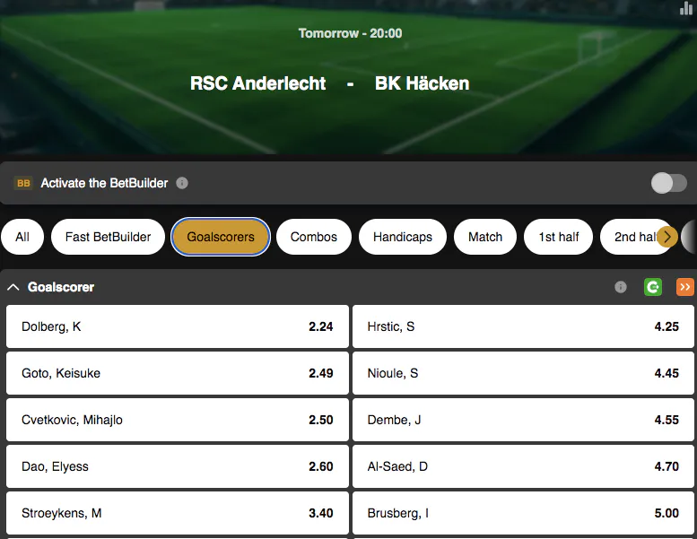Europa League Qualifiers | Anderlecht vs Häcken | Golden Vegas Sport