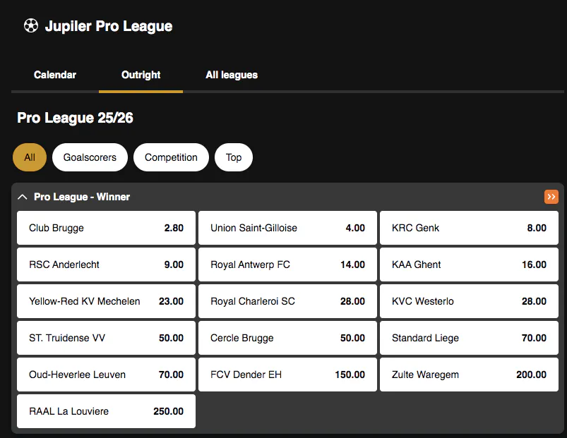 Season 2025–2026 | Jupiler Pro League Winner | Golden Vegas Sport