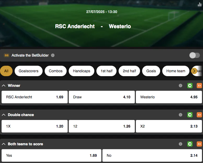 Jupiler Pro League Season 2025–2026 | Anderlecht – Westerlo | Golden Vegas Sport