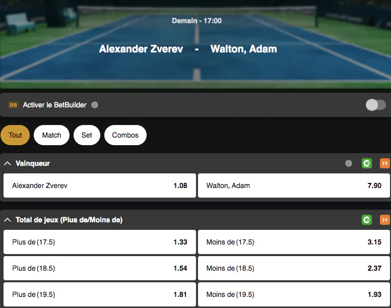 Tennis, Tournoi ATP Montréal | Alexander Zverev - Adam Walton | Golden Vegas Sport