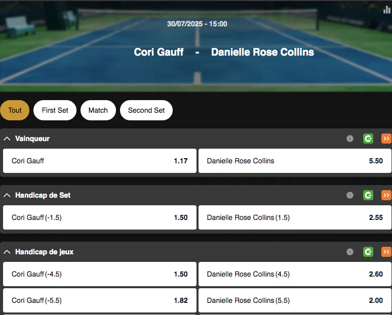 Tennis, Tournoi WTP Toronto | Coco Gauff - Danielle Rose Collin | Golden Vegas Sport