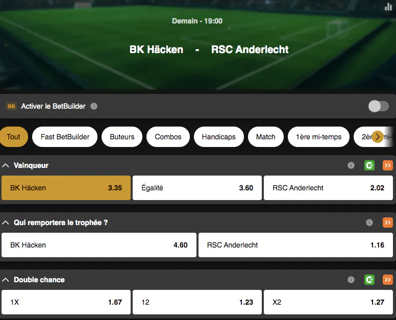 Tour préliminaire Europa League | Anderlecht - Häcken | Golden Vegas Sport