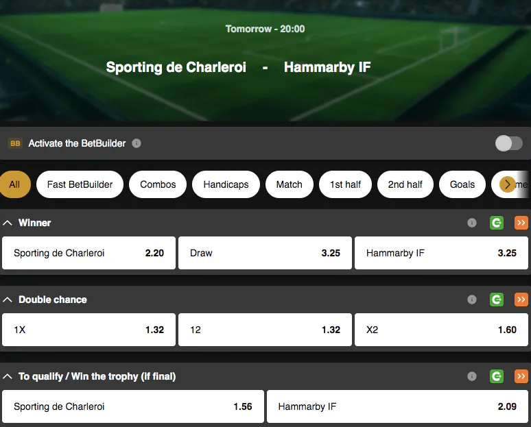 Voorronde Conference League | Charleroi - Hammarby | Golden Vegas Sport