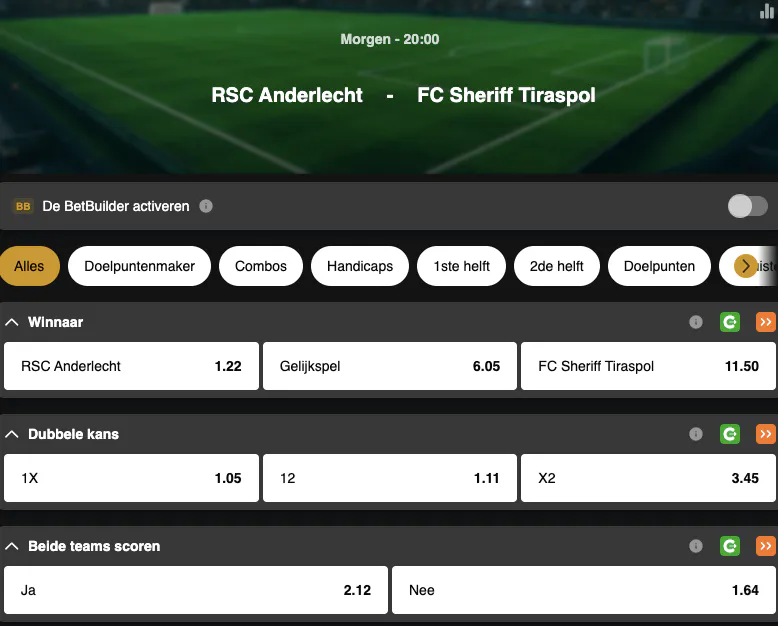 Voorronde Conference League | Anderlecht - Sheriff Tiraspol | Golden Vegas Sport
