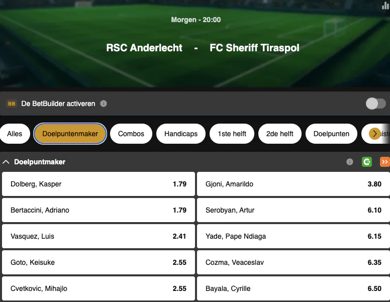 Voorronde Conference League | Anderlecht - Sheriff Tiraspol | Golden Vegas Sport