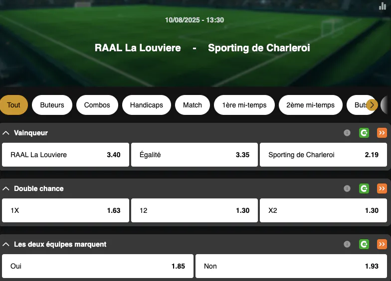 Troisième journée Jupiler Pro League | RAAL la Louvière - Sporting Charleroi | Golden Vegas Sport