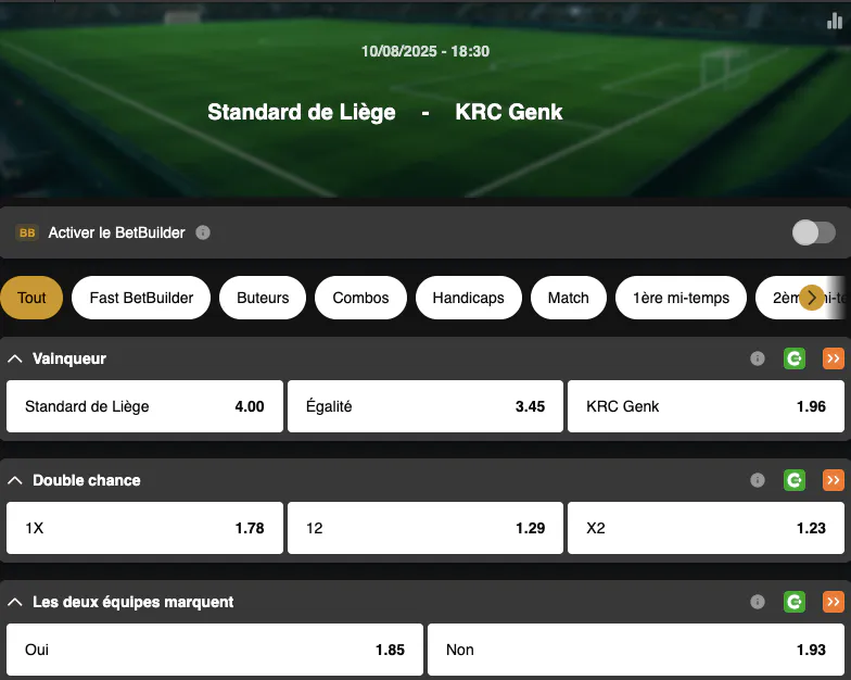 Troisième journée Jupiler Pro League | Standard de Liège - Genk | Golden Vegas Sport