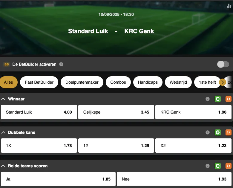 Jupiler Pro League Speeldag 3 | Standard – Genk | Golden Vegas Sport