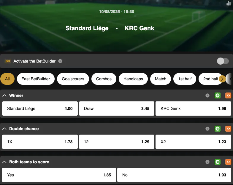 Jupiler Pro League Matchday 3 | Standard de Liège - Genk | Golden Vegas Sport