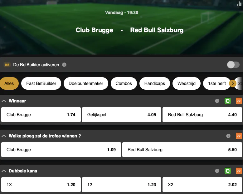 Voorronde Champions League | Club Brugge - Red Bull Salzburg | Golden Vegas Sport