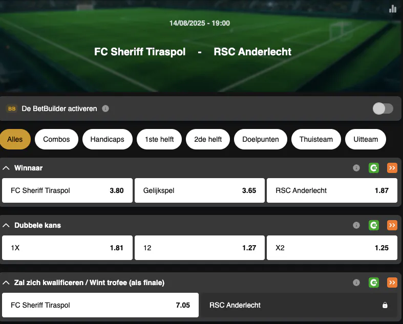 Voorronde Conference League | Tiraspol - Anderlecht | Golden Vegas Sport