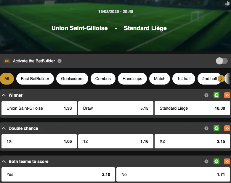 4th Matchday Jupiler Pro League | Union Saint-Gilloise vs Standard Liège | Golden Vegas Sport