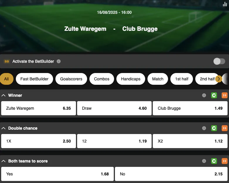 4th Matchday Jupiler Pro League | Zulte Waregem vs Club Brugge | Golden Vegas Sport