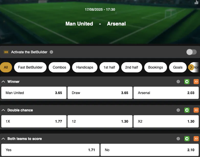 Matchday 1 – Premier League | Manchester United vs Arsenal | Golden Vegas Sport
