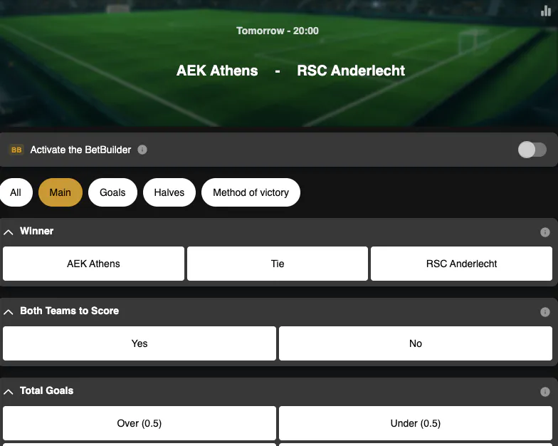 Conference League Qualifiers | Anderlecht - AEK Athens | Golden Vegas Sport