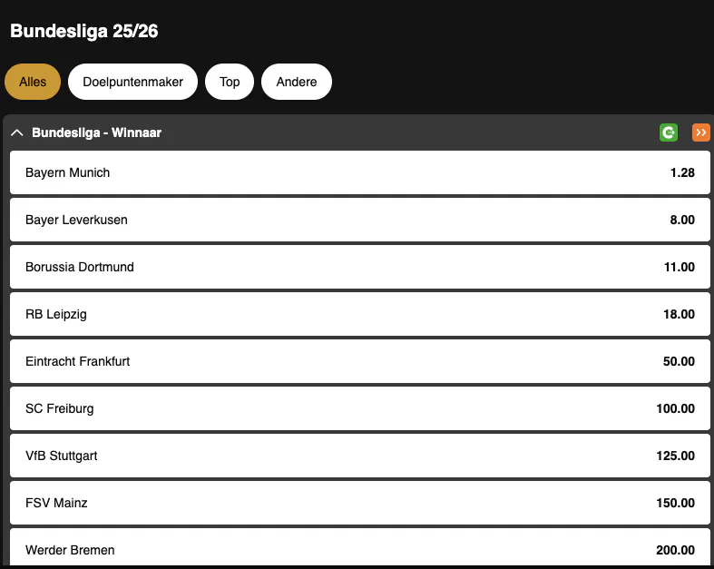Winnaar Bundesliga | Golden Vegas Sport