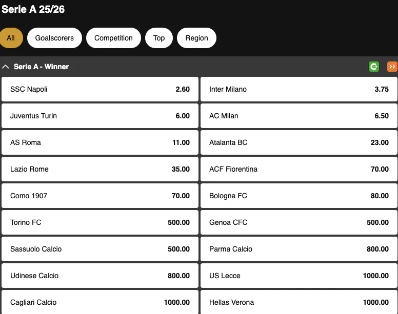 Serie A Winner | Golden Vegas Sport