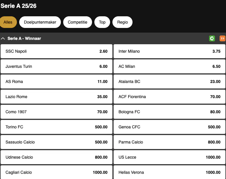 Winnaar Serie A | Golden Vegas Sport