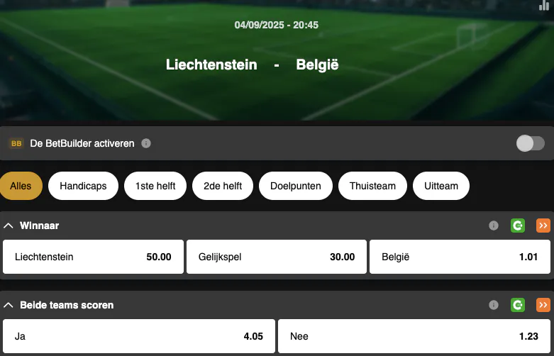WK 2026 Kwalificaties | Liechtenstein - België | Golden Vegas Sport