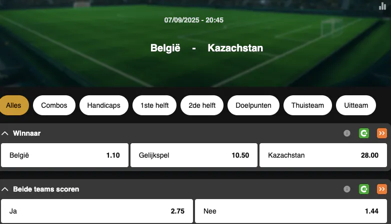 WK 2026 Kwalificaties | België - Kazachstan | Golden Vegas Sport
