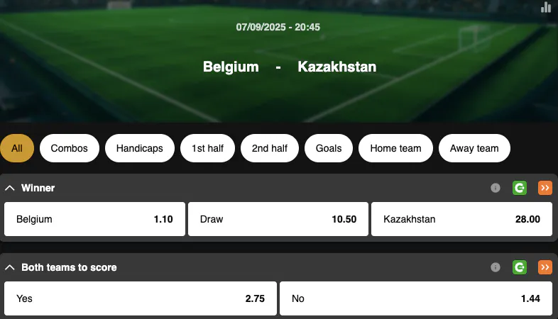 World Cup 2026 Qualifiers | Belgium - Kazakhstan | Golden Vegas Sport