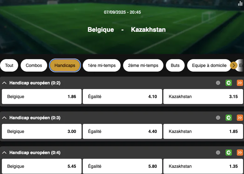 Eliminatoires Coupe du Monde 2026 |  Belgique - Kazakhstan | Golden Vegas Sport