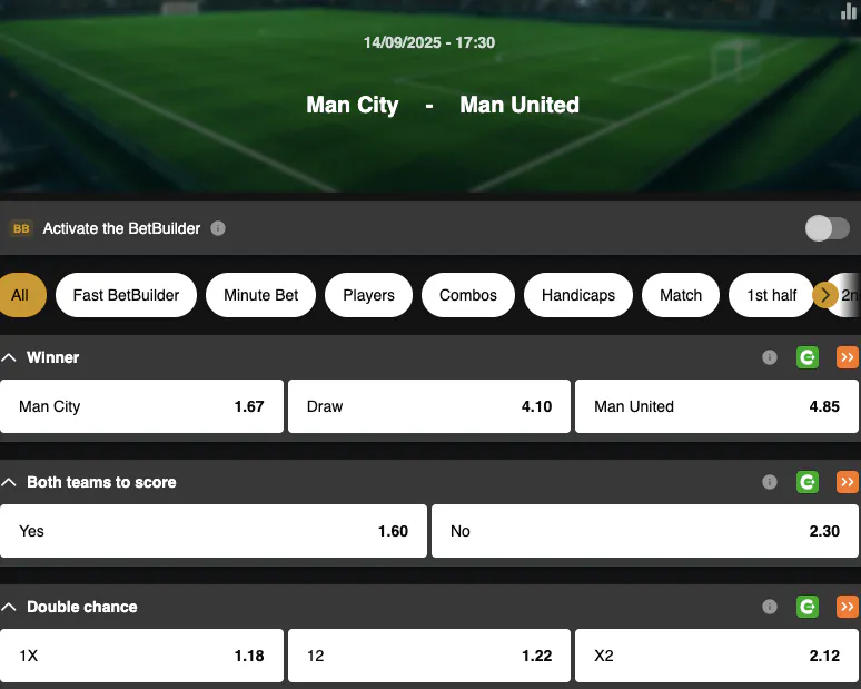 Premier League | Manchester City- Manchester United | Golden Vegas Sport