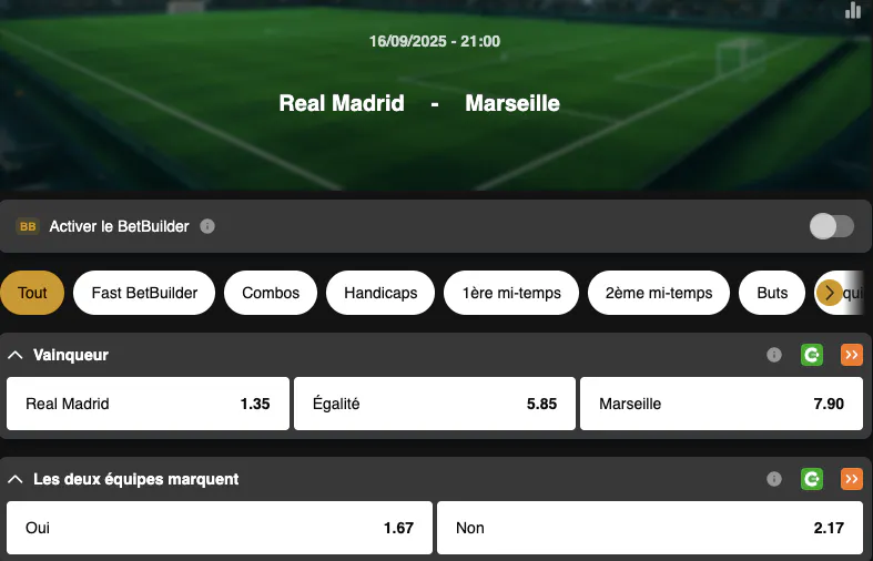 Champions League | Real Madrid - Olympique Marseille | Golden Vegas Sport
