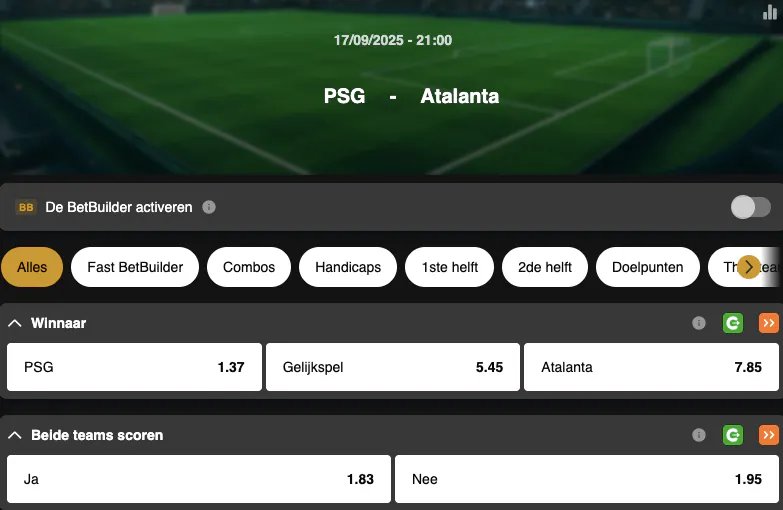 Champions League | Paris Saint Germain - Atalanta Bergamo | Golden Vegas Sport