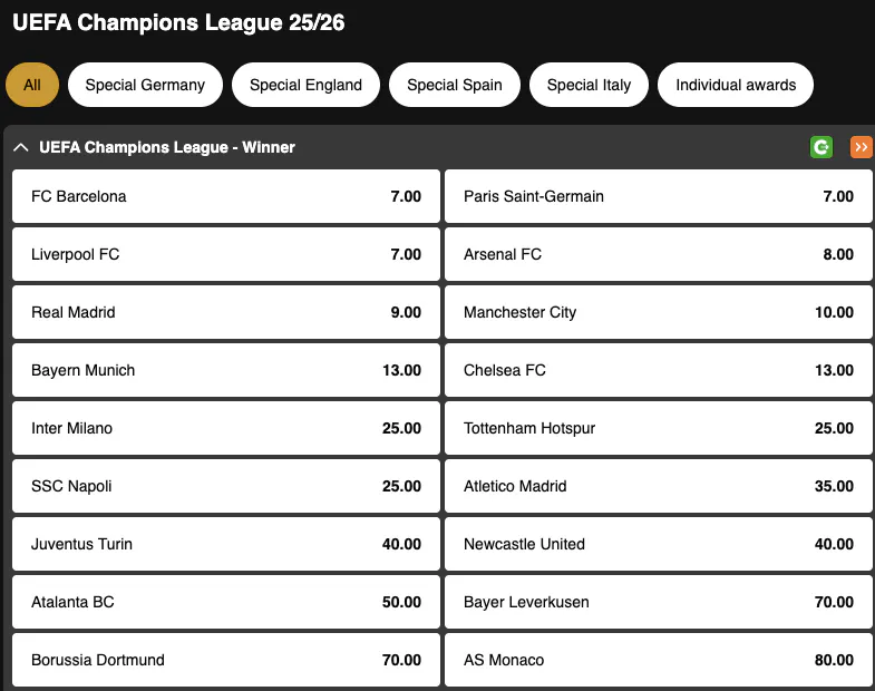 Champions League | Winner | Golden Vegas Sport
