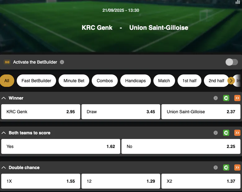 Jupiler Pro League | Genk - Union Saint Gilloise | Golden Vegas Sport