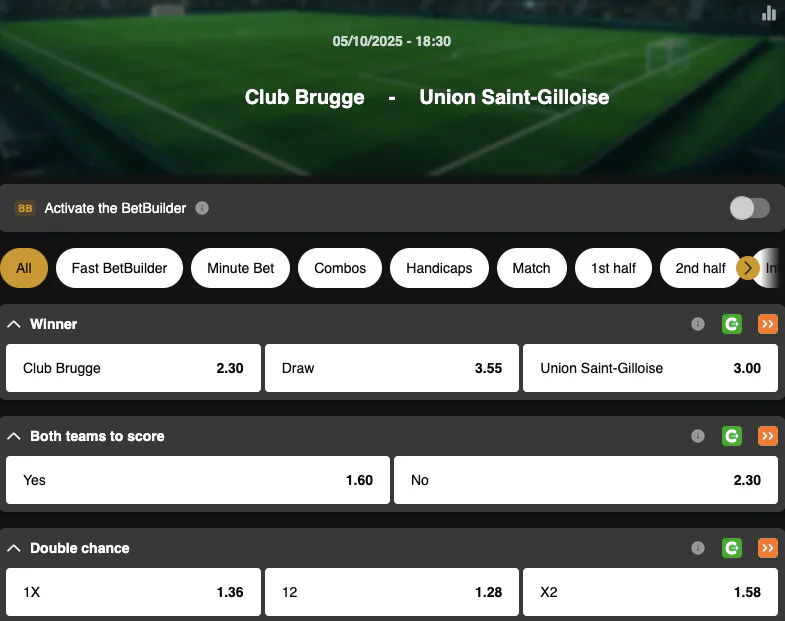 Jupiler Pro League | Club Bruges - Union Saint Gilloise | Golden Vegas Sport