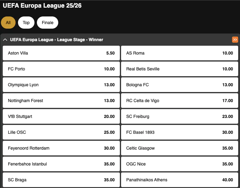 Europa League | Winner | Golden Vegas Sport
