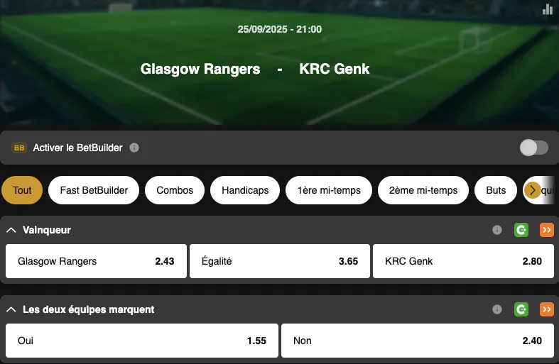 Europa League | Glasgow Rangers - Genk | Golden Vegas Sport