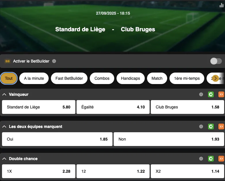 Jupiler Pro League | Standard Liège - Club Bruges | Golden Vegas Sport