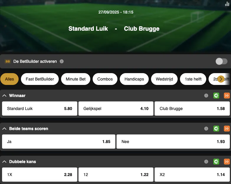 Jupiler Pro League | Standard Liege - Club Brugge | Golden Vegas Sport