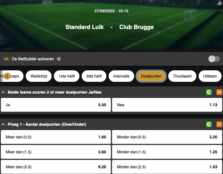 Jupiler Pro League | Standard Liege - Club Brugge | Golden Vegas Sport