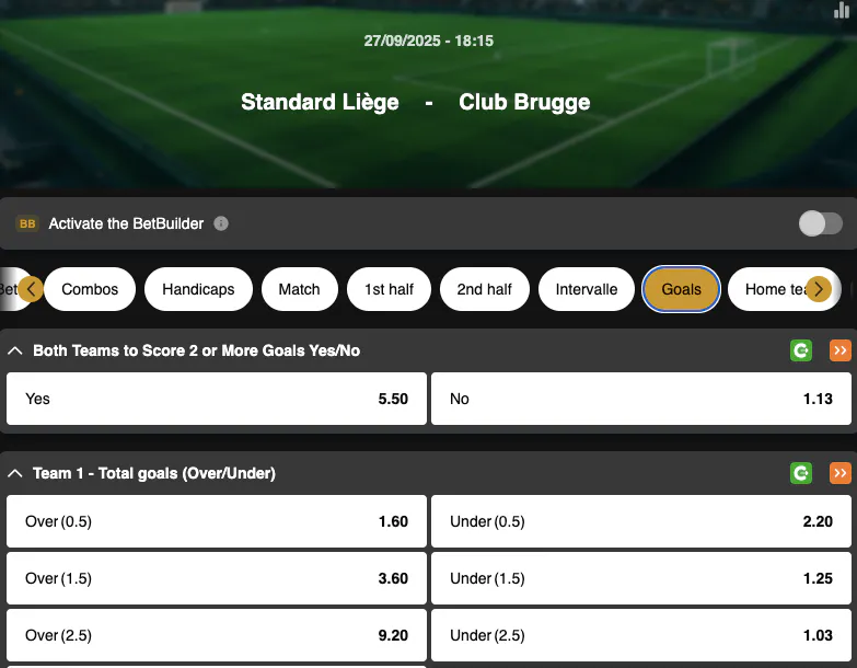 Jupiler Pro League | Standard Liège - Club Bruges | Golden Vegas Sport