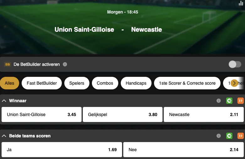Champions League | Union Saint-Gilloise - Newcastle | Golden Vegas Sport