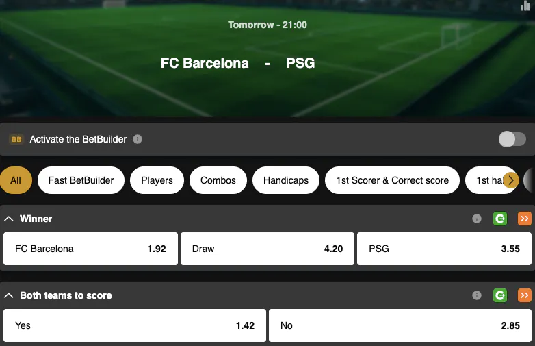 Champions League | Barcelone - PSG | Golden Vegas Sport