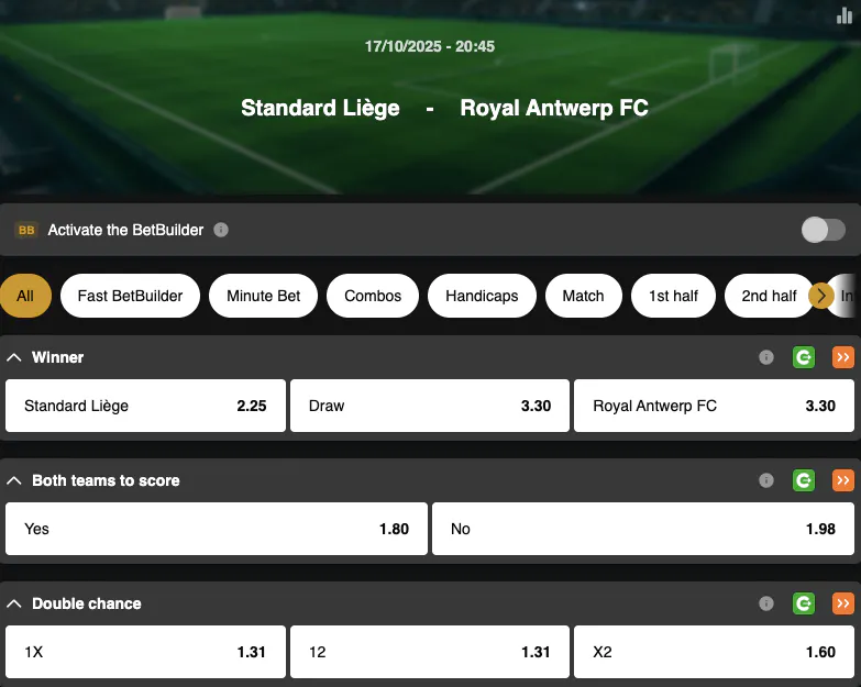Jupiler Pro League | Standard Liège - Antwerp | Golden Vegas Sport