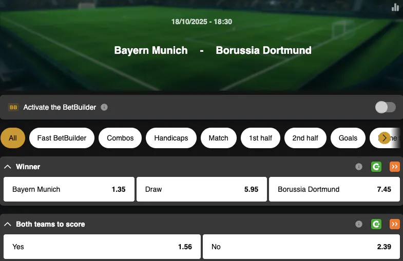 Bundesliga | Bayern Munich - Borussia Dortmund | Golden Vegas Sport
