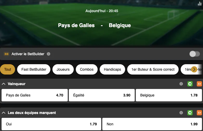 Eliminatoires Coupe du Monde 2026 | Pays de Galles - Belgique | Golden Vegas Sport