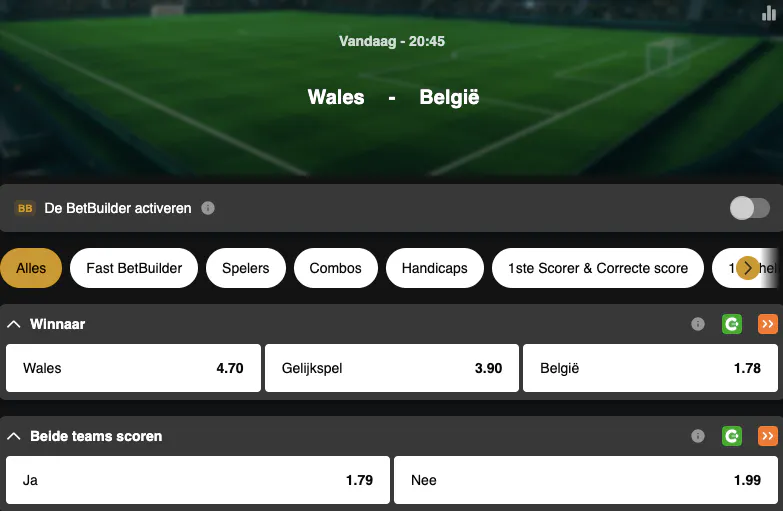 Kwalificaties WK 2026 |  Wales - België | Golden Vegas Sport