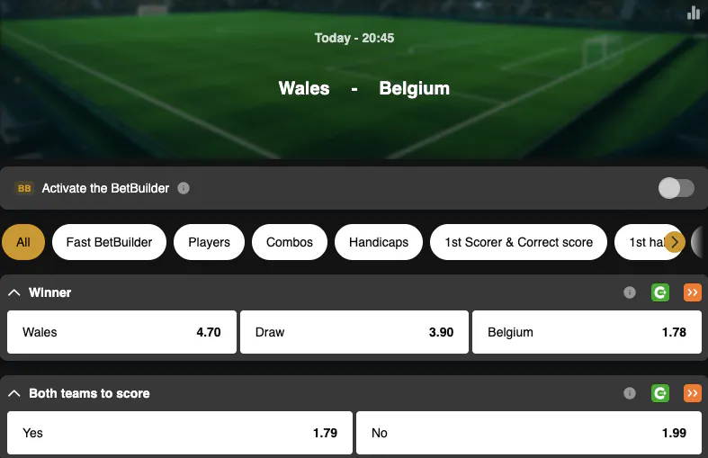 2026 World Cup Qualifiers | Wales vs Belgium | Golden Vegas Sport
