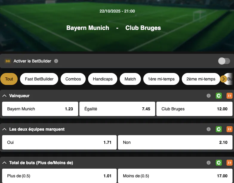Champions League | Bayern Munich - Club Bruges | Golden Vegas Sport
