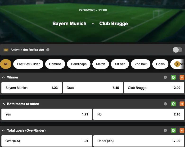 Champions League | Bayern Munich - Club Bruges | Golden Vegas Sport